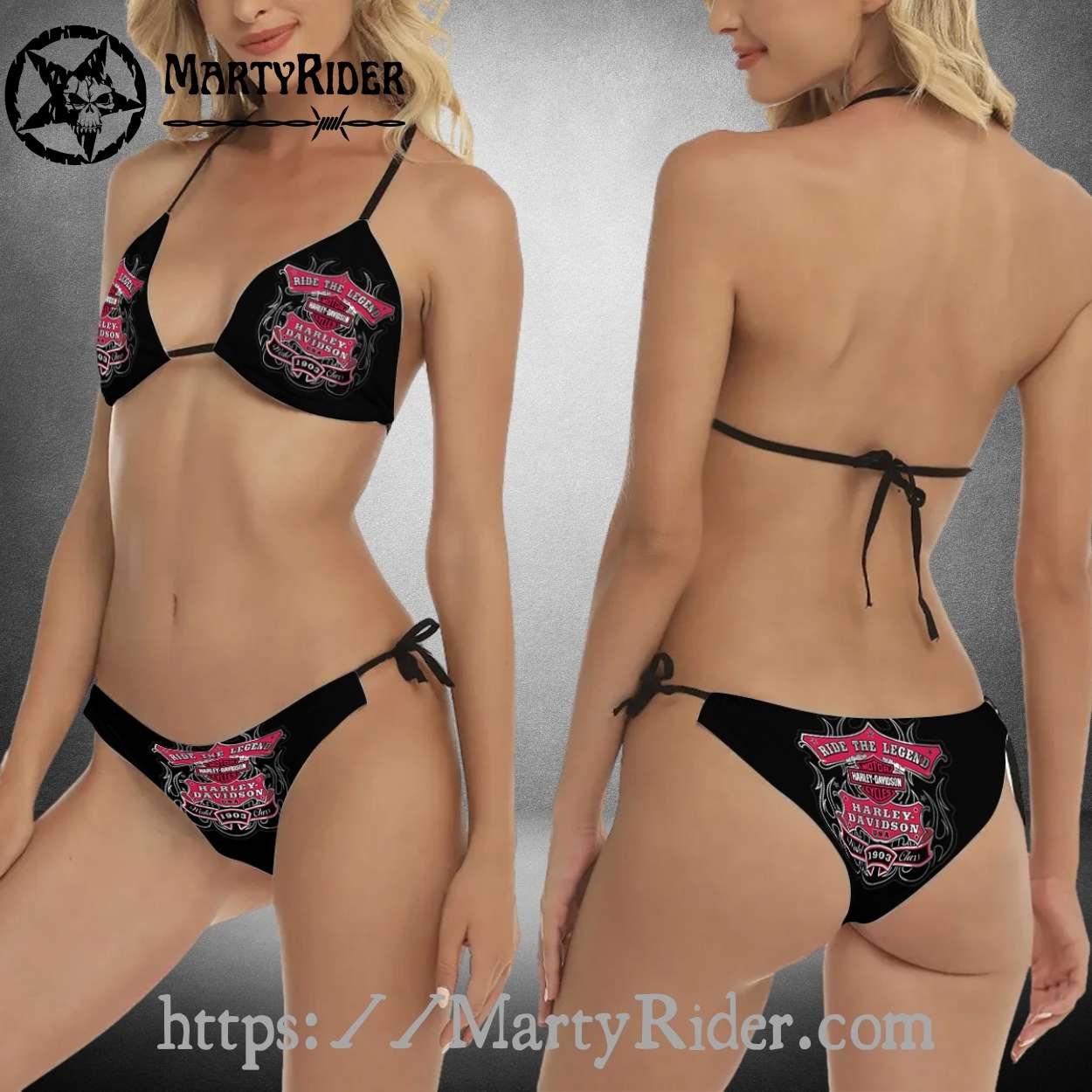 Ride the Legend Bikini Harley Davidson Retro Badge Ride the Legend Bikini Harley Davidson Retro Badge