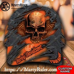 Ripped Skull Wings Harley Davidson Caps – Custom Name