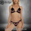 Retro Orange Pattern Bikini Harley Davidson Vibes