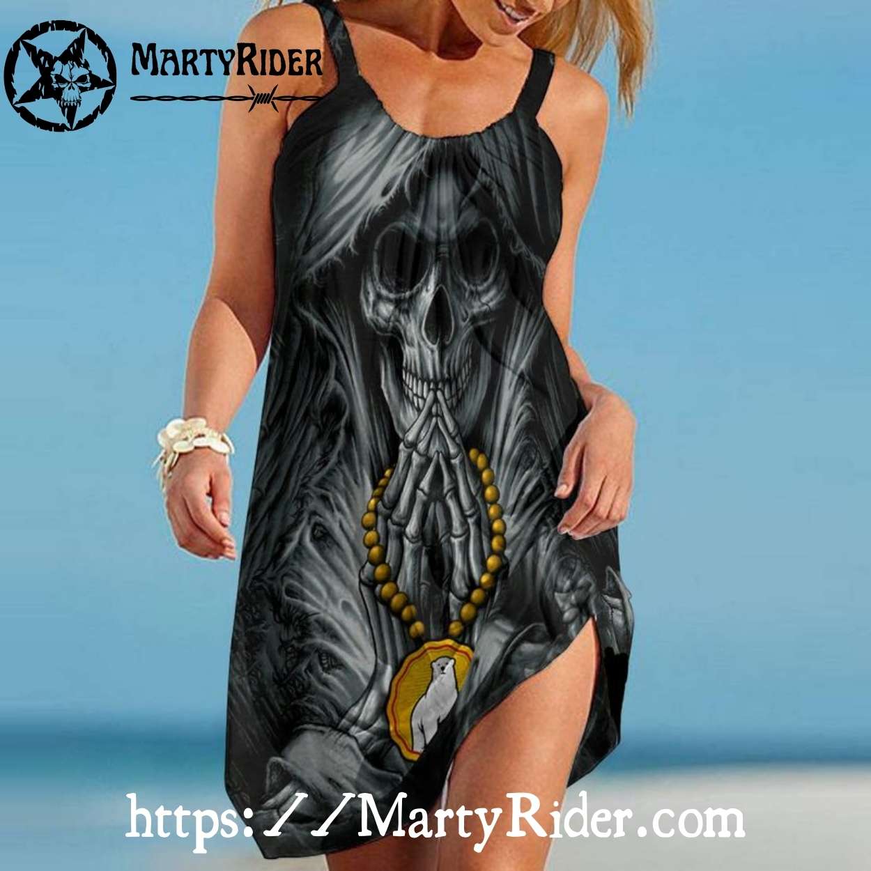 Rosary Skull Harley Davidson Dresses Beach Look Rosary Skull Harley Davidson Dresses Beach Look
