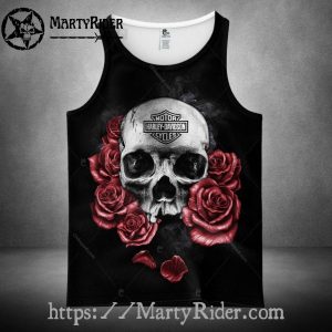 Rose and Skull Tattoo Tank Top Harley Davidson Look