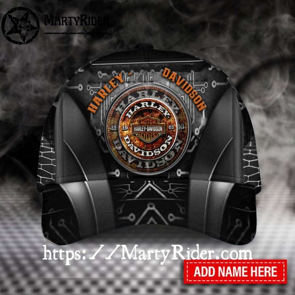 Rust Circuit Board Harley Davidson Cap Design