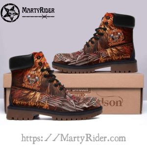 Rust Eagle Feathers Harley Davidson Shoes Mens Timberland Boots