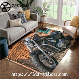 Rustic Floor Chrome Bike Harley Davidson Rugs
