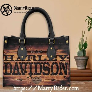 Rustic Wood Style Harley Davidson Leather Purse for Her