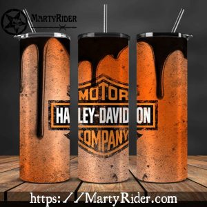 Rusty Metal Drip Look Harley Davidson Skinny Tumbler 20oz