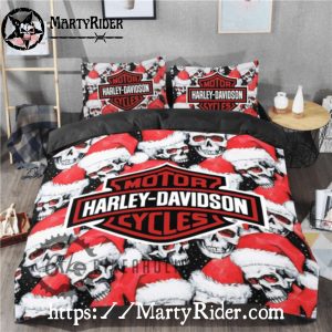 Santa Skull Harley Davidson Christmas Bedding Set