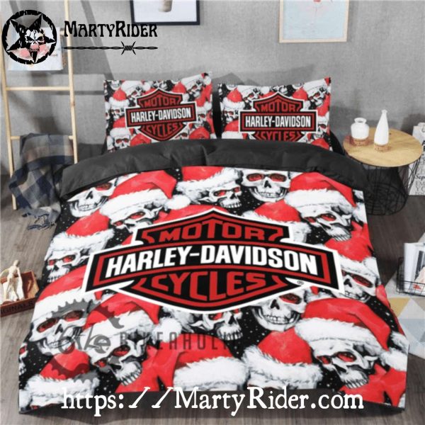 Santa Skull Harley Davidson Christmas Bedding Set