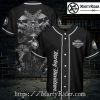 Punisher Skull Harley Davidson Baseball Jersey Shirt Black