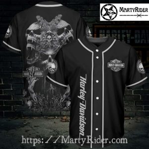 Screaming Skull Scene Harley Davidson Baseball Jerseys