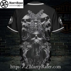 Screaming Skull Scene Harley Davidson Baseball Jerseys 3