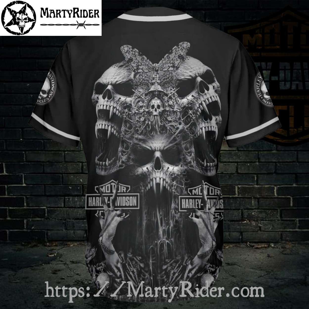 Screaming Skull Scene Harley Davidson Baseball Jerseys Screaming Skull Scene Harley Davidson Baseball Jerseys