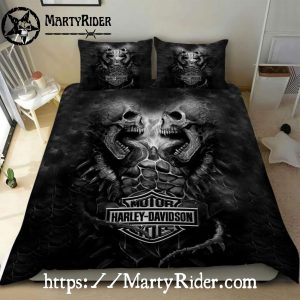 Screaming Skulls Harley Davidson Bedding Sets Dark Fury