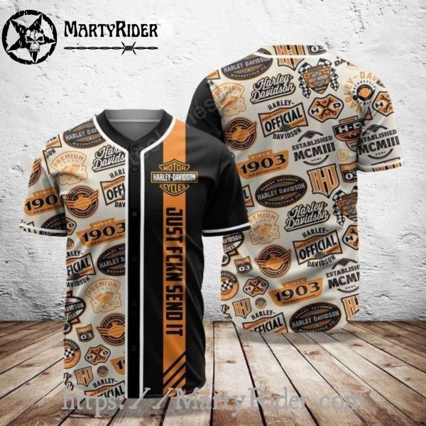 Send It Graphic Harley Davidson Baseball Shirt Vintage Logos