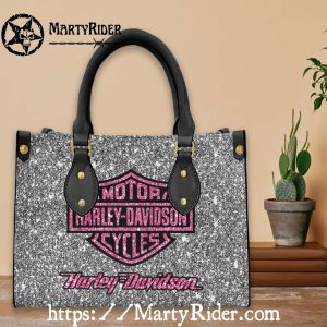Silver Glitter Pink Logo Harley Davidson Leather Bags