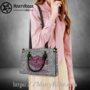 Silver Glitter Pink Logo Harley Davidson Leather Bags