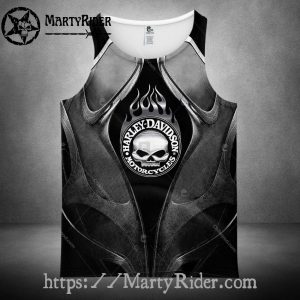 Silver Skull Armor Design Harley Tank Top Style