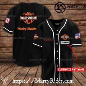 Simple Logo Harley Davidson Baseball Shirt with Name Option