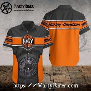 Since 1903 Skull Tire Print Harley Davidson Aloha Shirt
