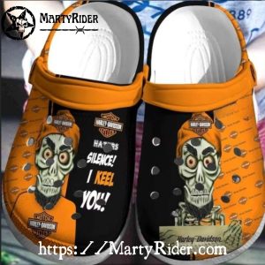 Skeleton Comedy Harley Davidson Crocs with Bold Text