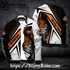 Skeleton Helmet Orange bomber Harley Davidson Bomber