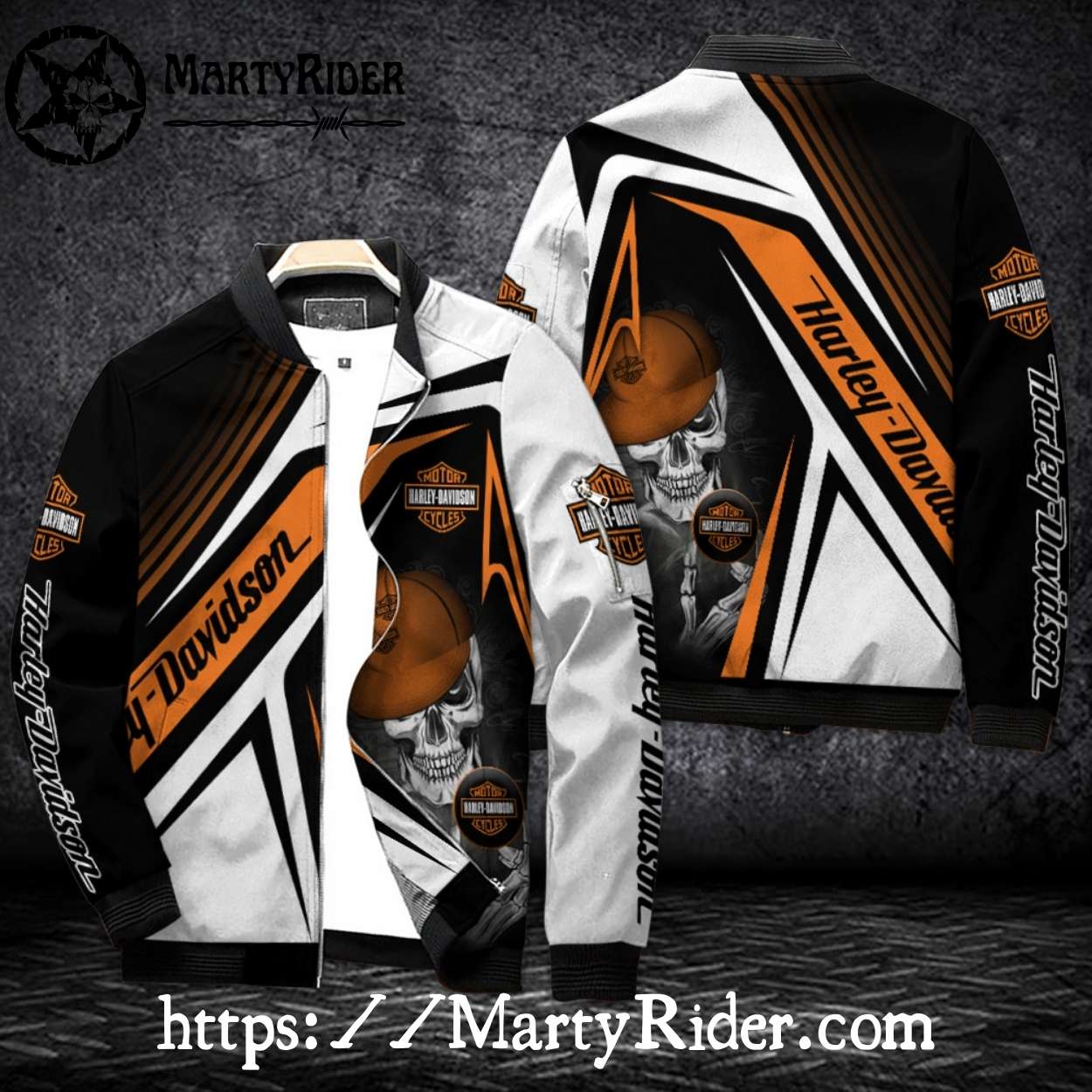 Skeleton Helmet Orange bomber Harley Davidson Bomber Skeleton Helmet Orange bomber Harley Davidson Bomber