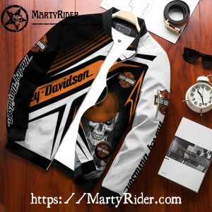 Skeleton Helmet Orange bomber Harley Davidson Bomber