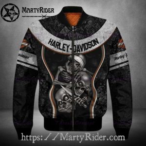 Skeletons and Blades bomber jacket harley davidson dark style
