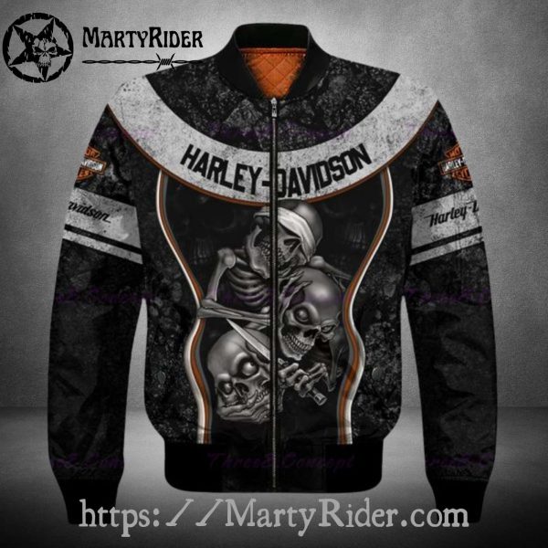 Skeletons and Blades bomber jacket harley davidson dark style