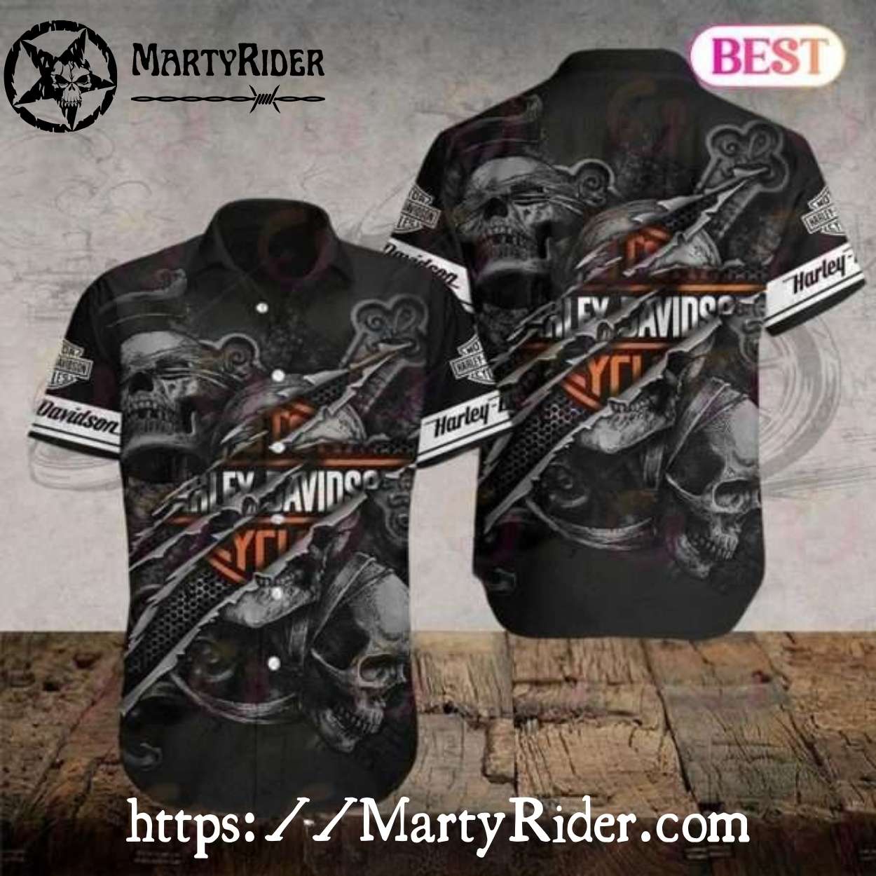 Skull And Weapon Graphic Harley Davidson Aloha Shirt In Dark Design Skull And Weapon Graphic Harley Davidson Aloha Shirt In Dark Design