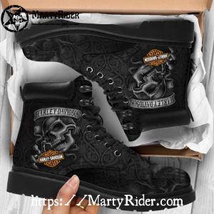 Skull Banner Harley Davidson Shoes Timberland Riding Boots