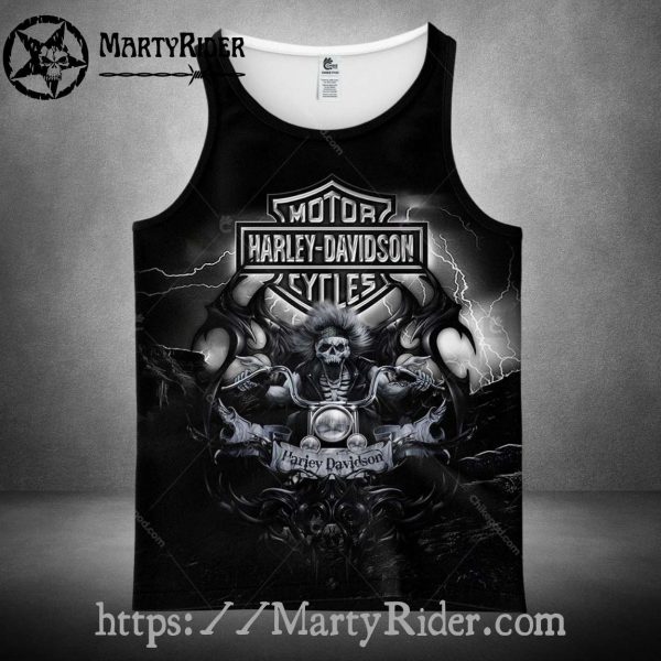 Skull Biker Ride Storm Tank Top Harley Davidson Art