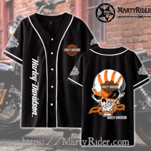 Skull Claw Print Harley Davidson Baseball Jersey Shirt
