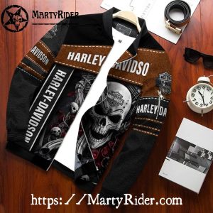 Skull Engine Red Roses Harley Davidson Bomber Jacket