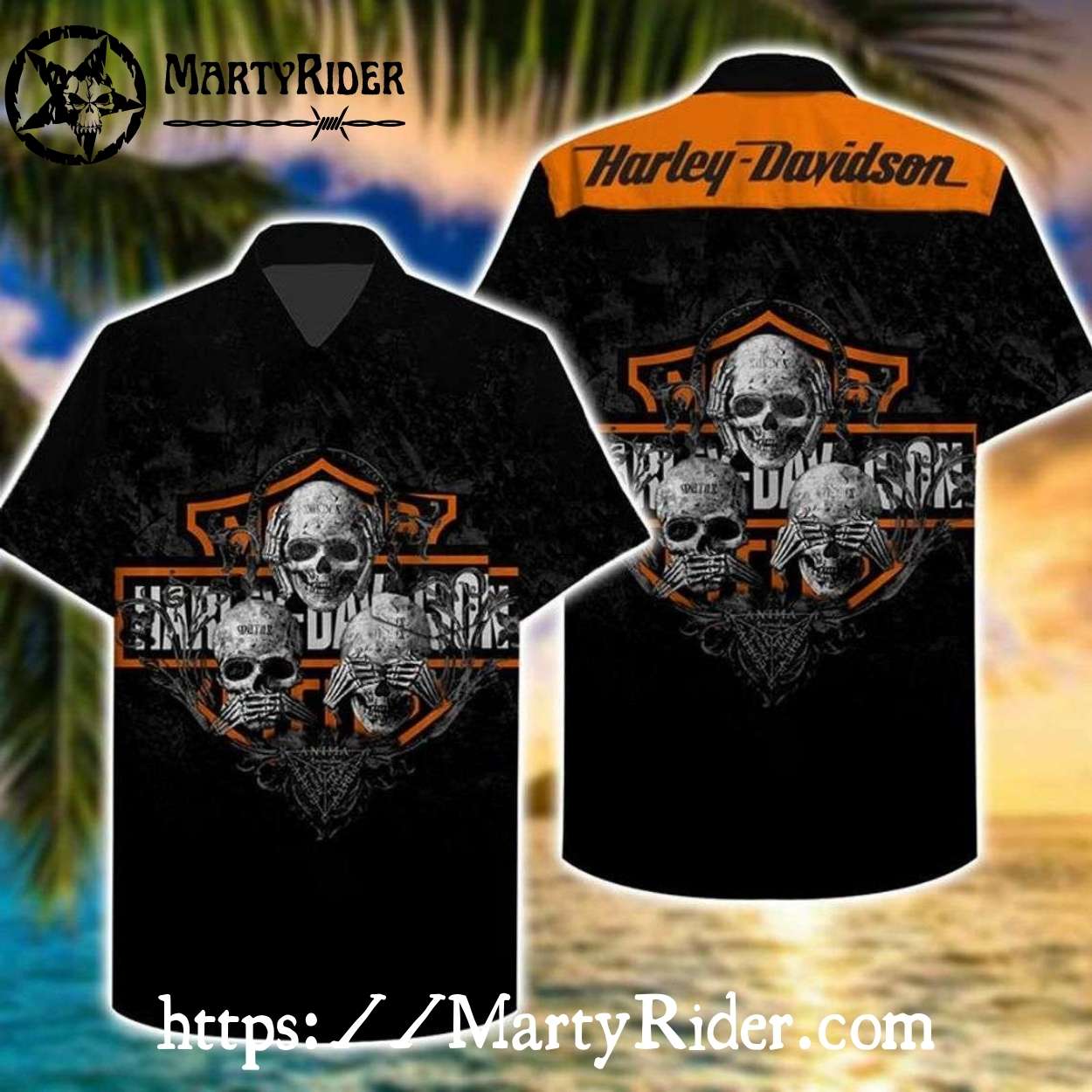 Skull Face Design Harley Davidson Hawaiian Shirt Blackout Skull Face Design Harley Davidson Hawaiian Shirt Blackout