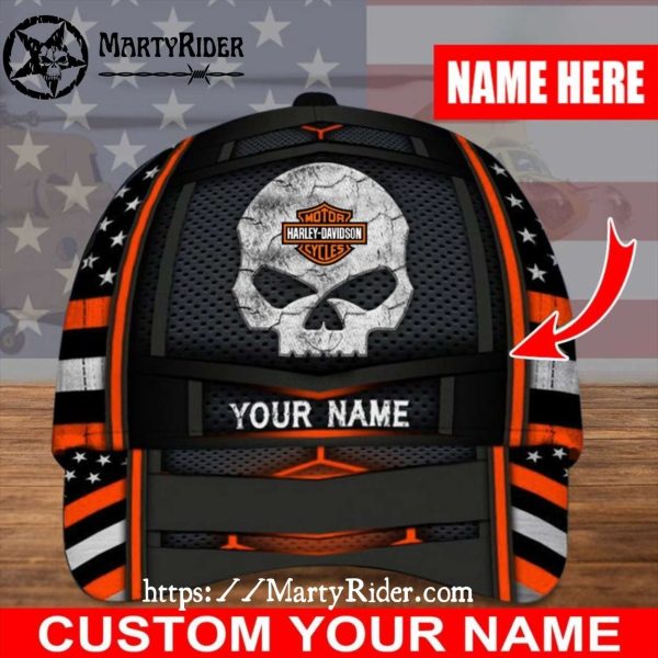 Skull Flag Harley Davidson Caps – Custom Patriotic Style