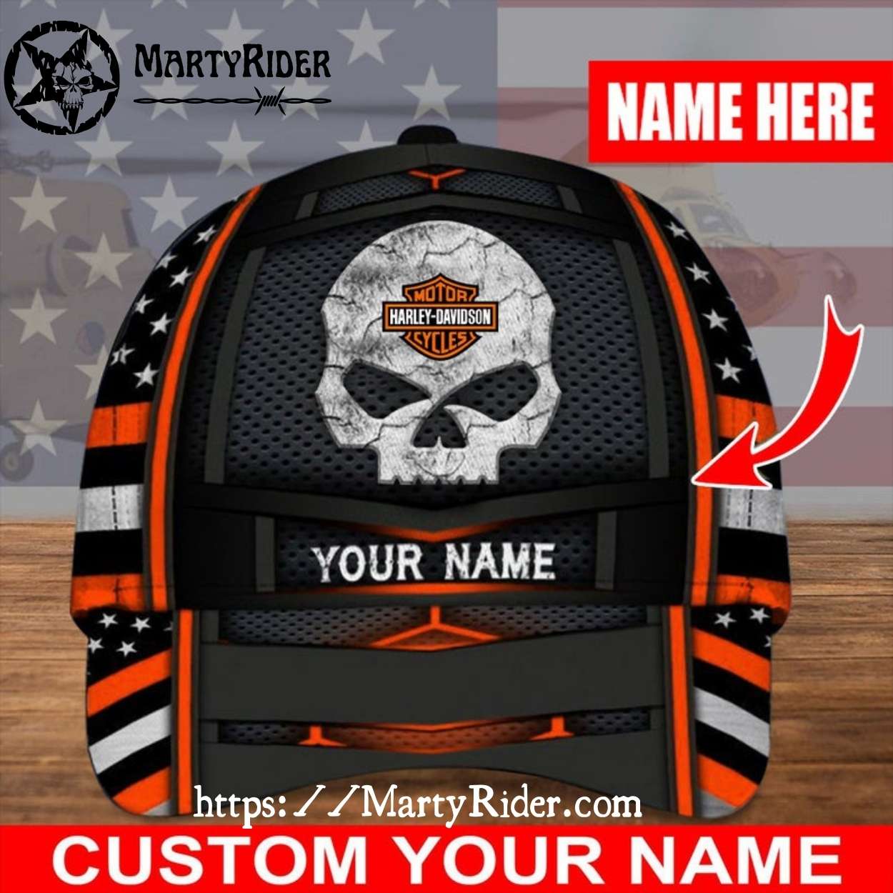 Skull Flag Harley Davidson Caps – Custom Patriotic Style Skull Flag Harley Davidson Caps – Custom Patriotic Style