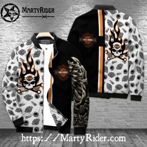 Skull Flame Winged bomber Harley Davidson Bomber Jackets