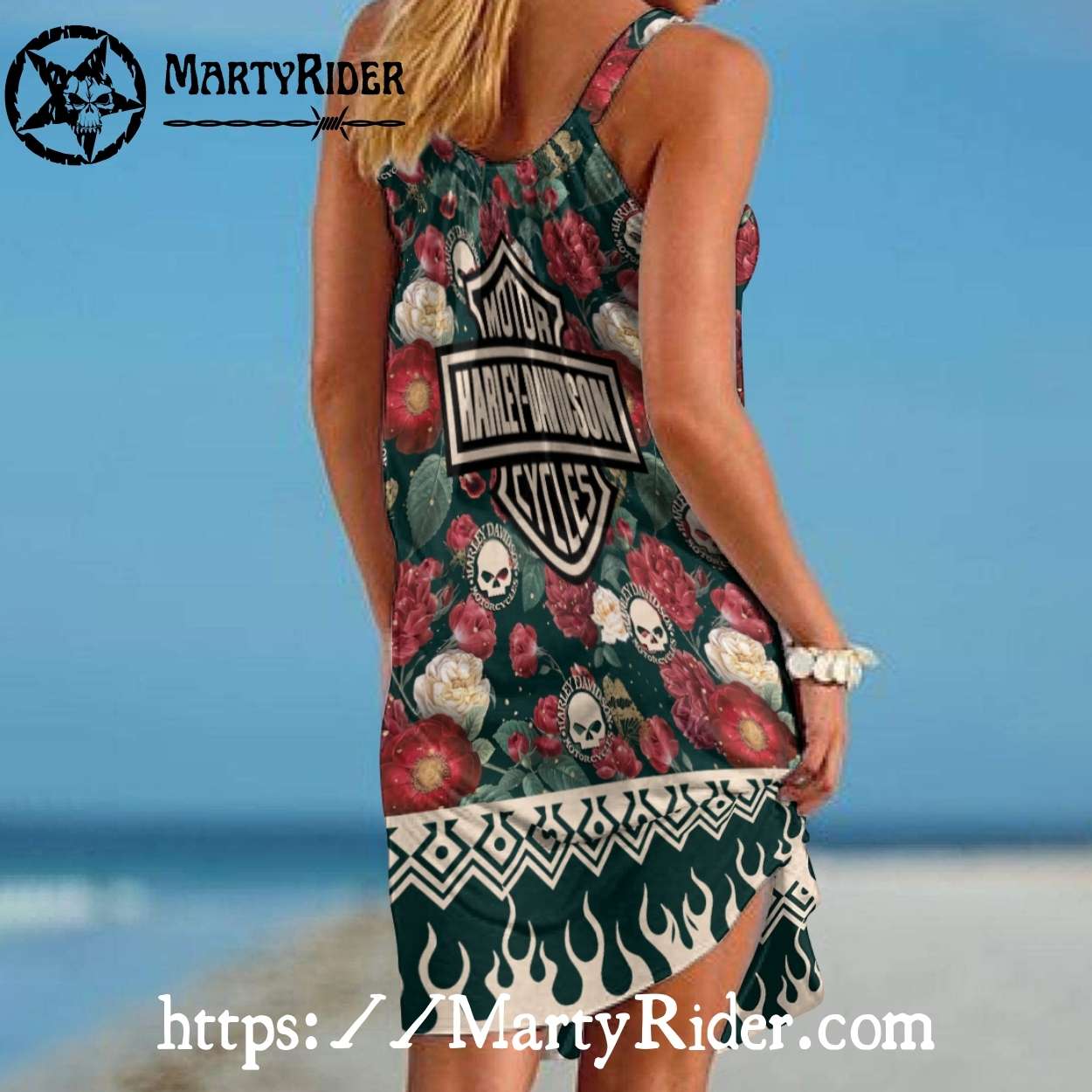 Skull Floral Harley Davidson Dresses Summer Bloom Vibe Skull Floral Harley Davidson Dresses Summer Bloom Vibe