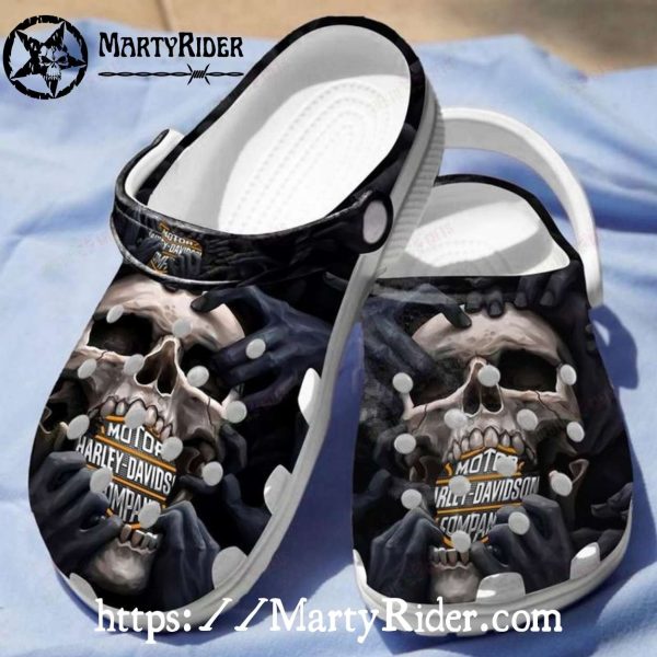 Skull Hands Harley Davidson Crocs for Gothic Riders