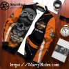 Skull Pistons Cross Harley Davidson Bomber Jacket Orange Black
