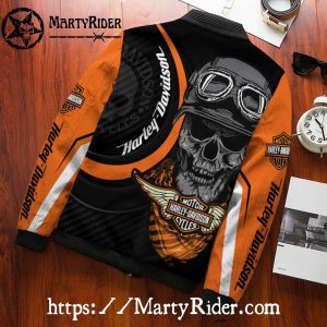 Skull Helmet Rider bomber jacket Harley Davidson Bomber Jackets