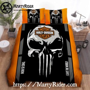 Skull Justice Harley Davidson Bedding Sets Bold Statement