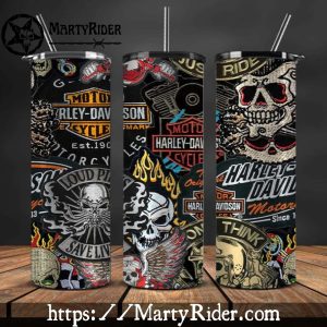 Skull Patch Collage Harley Davidson Tumblers 20oz
