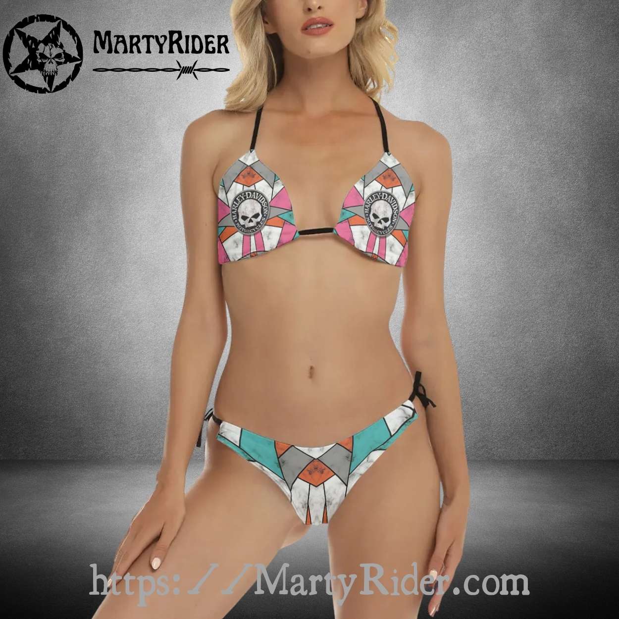 Skull Pattern Bikini Harley Davidson Vintage Chic Skull Pattern Bikini Harley Davidson Vintage Chic