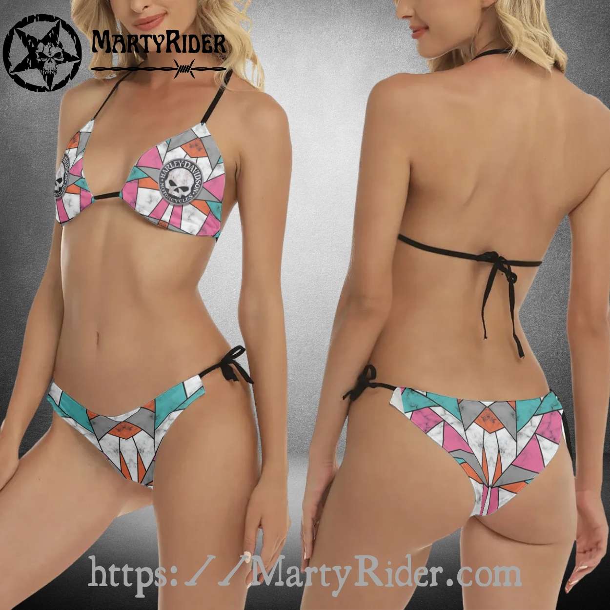 Skull Pattern Bikini Harley Davidson Vintage Chic Skull Pattern Bikini Harley Davidson Vintage Chic