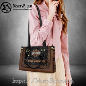 Skull Pattern Border Harley Davidson Leather Handbag