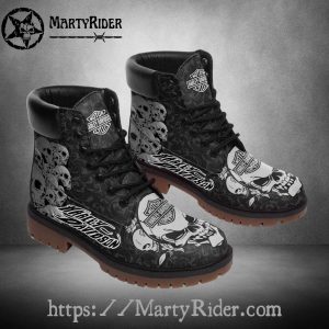 Skull Print Mens Harley Riding Boots Harley Davidson Shoes