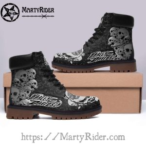 Skull Print Mens Harley Riding Boots Harley Davidson Shoes