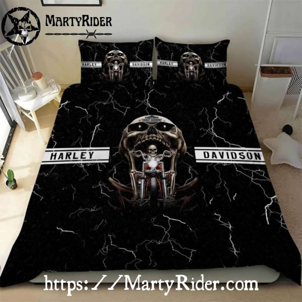 Skull Rider Harley Davidson Bedding Sets Thunder Storm